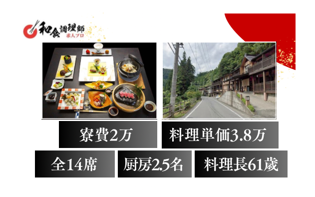 【和食調理師】【二番手】料理に向き合える小規模旅館