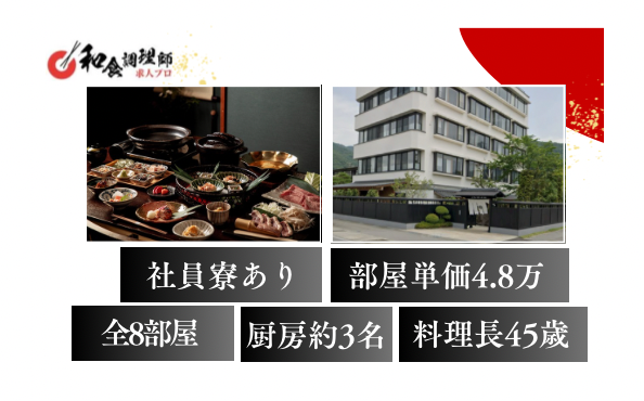 【和食調理師】【若手】諏訪湖畔に立つ1日8組限定の温泉宿｜住み込み